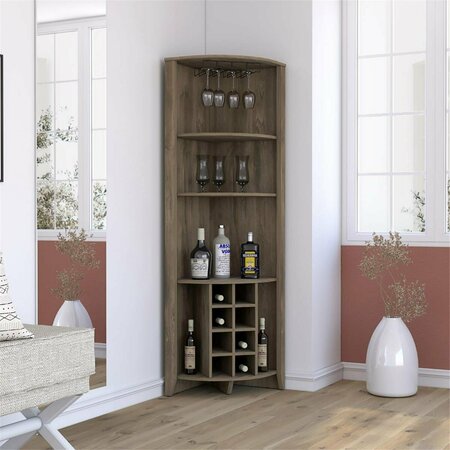 DEPOT E-SHOP Giza Corner Bar Cabinet, Dark Brown DE-BLB7786